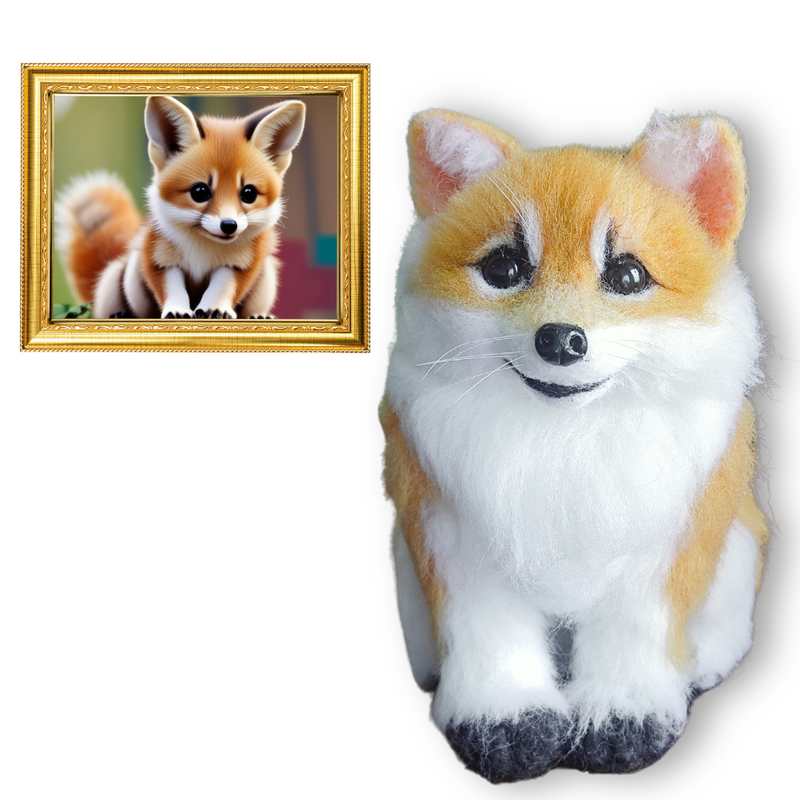 2. Custom Plush Felt Stuffed Fox (or Other Wildlife) & Custom Needle Felted Pet