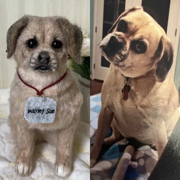 2. Custom Wool Felt Dog Plush (Needle Felted Dog Sculpture)