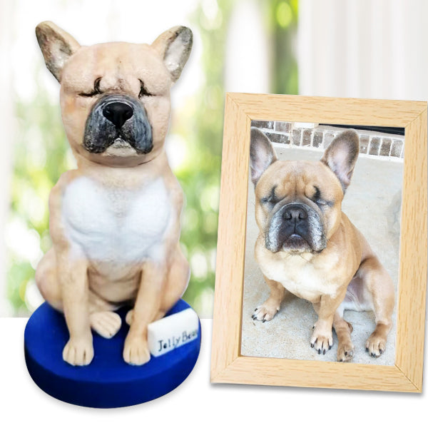 Custom Dog Bobblehead Cake Topper closed eyes