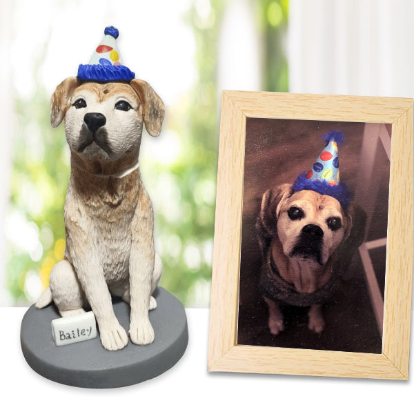 Custom Dog Cake Topper Bobblehead for Birthday with hat