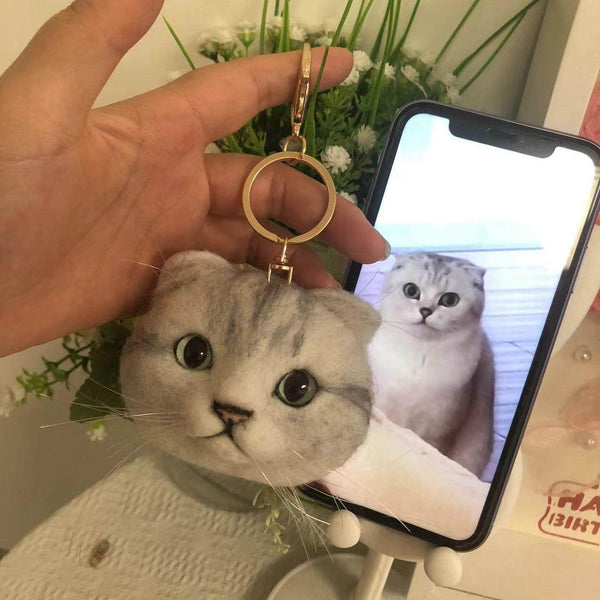 Myminipets Custom Cat Keychain, Cat Portrait Keychain