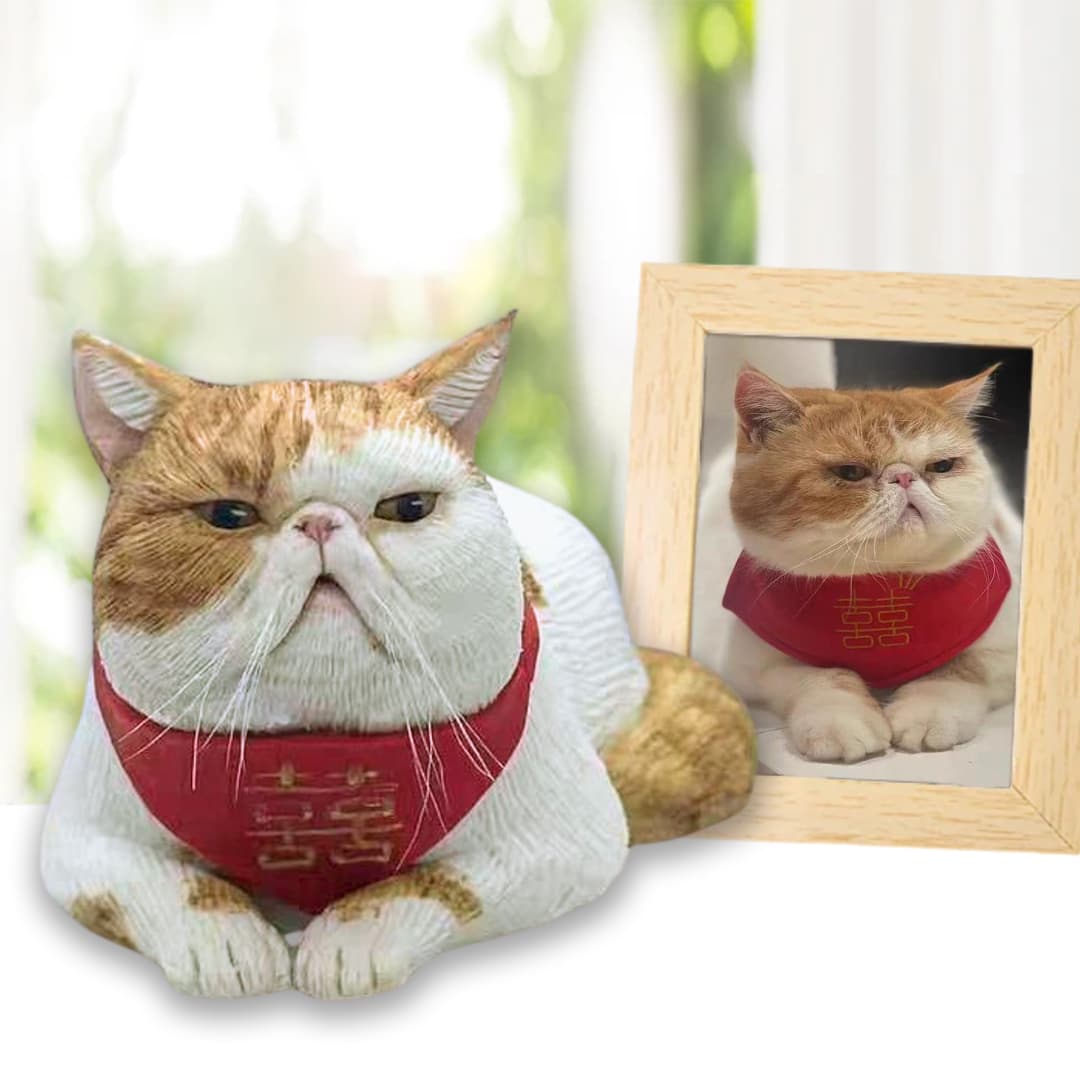 Custom Cat Cake Topper - Personalized Clay Cat Figurine for Wedding, B ...