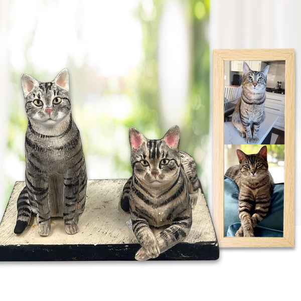 Two custom cat wedding cake toppers