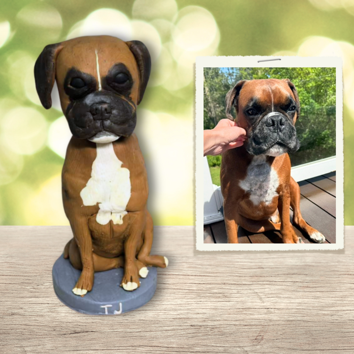 Handmade Boxer Dog Bobblehead