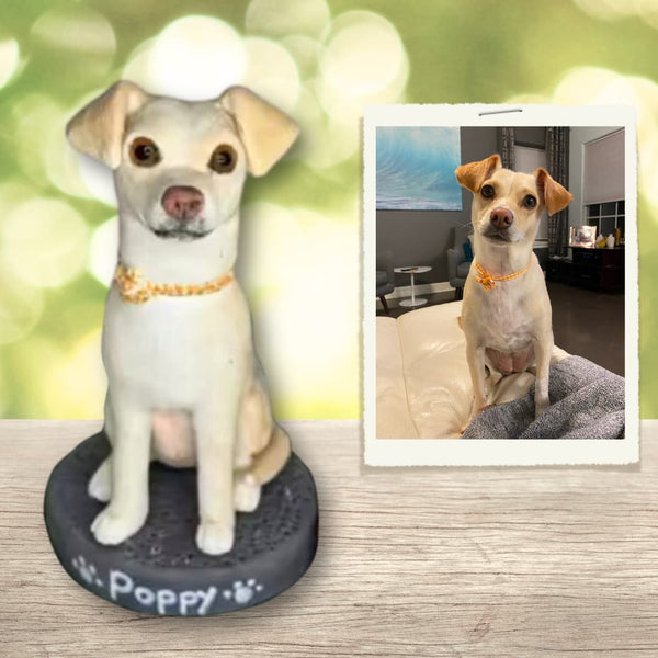 Personalized Polymer Clay Pet Statue: Custom Dog Wedding Cake Topper