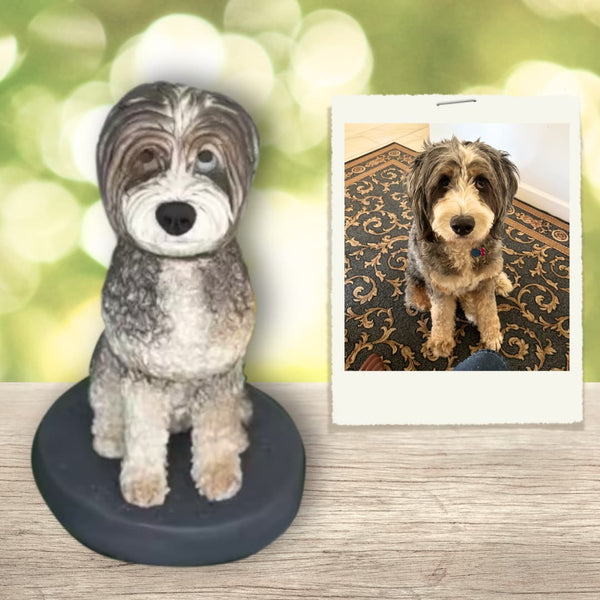 Custom Dog Bobblehead, Handmade Clay Figurine, Cake Topper, Keepsake for Pet Owner
