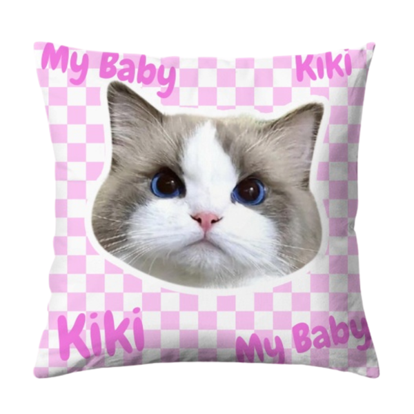 Custom Cat Photo Pink Pillow