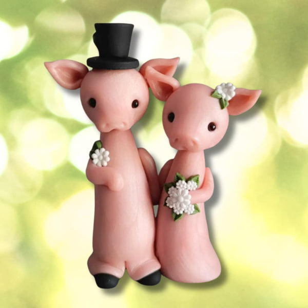 Custom Pig Wedding Cake Topper – Handmade Pig Clay Figure, Memorial gifts | Myminipets
