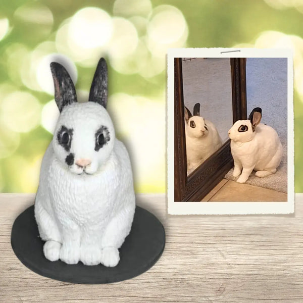 Custom Clay Rabbit Figure - Handmade Mini Sculpture, Personalized Gift for Rabbit Lovers