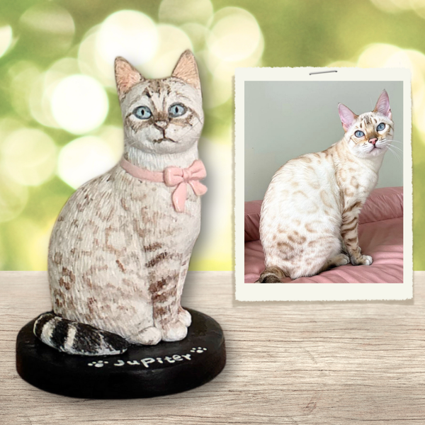 2. Myminipets Custom Cat Bobblehead Cake Topper