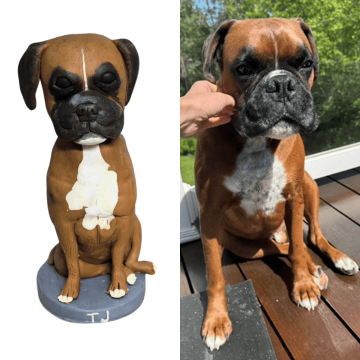 Handmade Boxer Dog Bobblehead